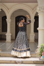 Prazu Fashion Black Georgette Bandhani Print With Kutchi Patchwork Navratri Lehenga Kurti | Grocsy