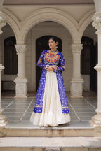 Prazu Fashion Blue Georgette Bandhani Print With Kutchi Patchwork Navratri Lehenga Kurti | Grocsy