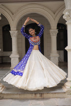 Prazu Fashion Blue Georgette Bandhani Print With Kutchi Patchwork Navratri Lehenga Kurti | Grocsy