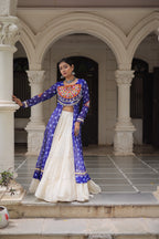 Prazu Fashion Blue Georgette Bandhani Print With Kutchi Patchwork Navratri Lehenga Kurti | Grocsy