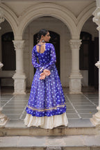 Prazu Fashion Blue Georgette Bandhani Print With Kutchi Patchwork Navratri Lehenga Kurti | Grocsy