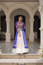 Prazu Fashion Blue Georgette Bandhani Print With Kutchi Patchwork Navratri Lehenga Kurti | Grocsy