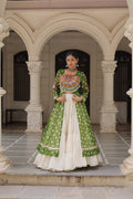Prazu Fashion Mehendi Georgette Bandhani Print With Kutchi Patchwork Navratri Lehenga Kurti | Grocsy