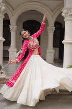 Prazu Fashion Pink Georgette Bandhani Print With Kutchi Patchwork Navratri Lehenga Kurti | Grocsy
