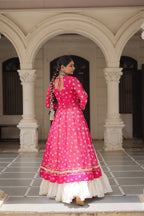 Prazu Fashion Pink Georgette Bandhani Print With Kutchi Patchwork Navratri Lehenga Kurti | Grocsy