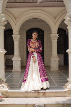 Prazu Fashion Wine Georgette Bandhani Print With Kutchi Patchwork Navratri Lehenga Kurti | Grocsy