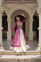 Prazu Fashion Wine Georgette Bandhani Print With Kutchi Patchwork Navratri Lehenga Kurti | Grocsy