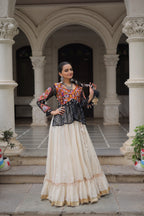 Prazu Fashion Black Georgette Bandhani Print With Kutchi Gamthi Navratri Lehenga | Grocsy