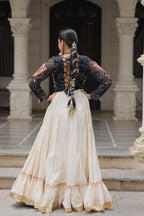 Prazu Fashion Black Georgette Bandhani Print With Kutchi Gamthi Navratri Lehenga | Grocsy
