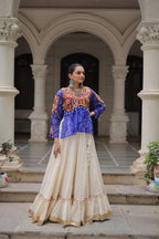 Prazu Fashion Blue Georgette Bandhani Print With Kutchi Gamthi Navratri Lehenga | Grocsy