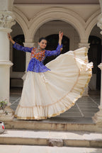 Prazu Fashion Blue Georgette Bandhani Print With Kutchi Gamthi Navratri Lehenga | Grocsy