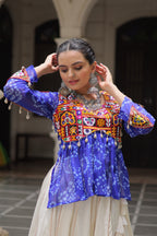 Prazu Fashion Blue Georgette Bandhani Print With Kutchi Gamthi Navratri Lehenga | Grocsy