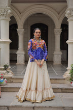 Prazu Fashion Blue Georgette Bandhani Print With Kutchi Gamthi Navratri Lehenga | Grocsy