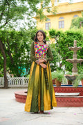 Prazu Fashion Multicolor Chinnon Padding Kutchi Gamthi Embroidered Work Navratri Lehenga | Grocsy