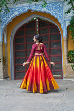 Prazu Fashion Multicolor Chinnon Pedding Kutchi Gamthi Embroidered Work Navratri Lehenga | Grocsy