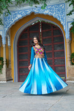 Prazu Fashion Multicolor Chinnon Pedding Kutchi Gamthi Embroidered Work Navratri Lehenga | Grocsy