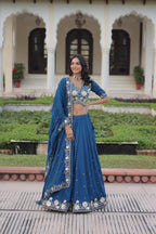 Prazu Fashion Royal Blue Vichitra Silk With Heavy Sequins Lehenga Choli | Grocsy