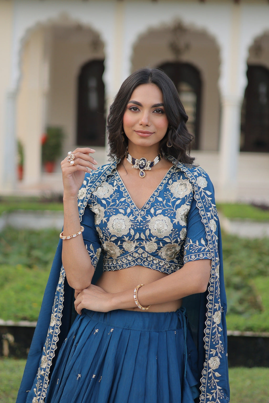 Prazu Fashion Royal Blue Vichitra Silk With Heavy Sequins Lehenga Choli | Grocsy
