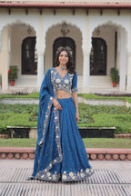Prazu Fashion Royal Blue Vichitra Silk With Heavy Sequins Lehenga Choli | Grocsy