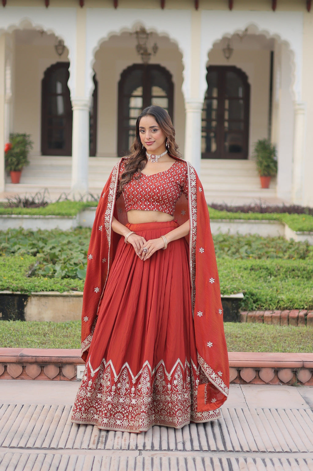 Prazu Fashion Dark Red Vichitra Silk With Heavy Sequins & Thread Lehenga Choli | Grocsy