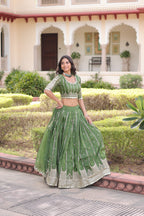 Prazu Fashion Mahendi Gold Crush With Sequins & Zari Embroidered Work Lehenga Choli | Grocsy