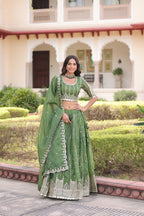 Prazu Fashion Mahendi Gold Crush With Sequins & Zari Embroidered Work Lehenga Choli | Grocsy