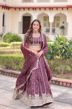 Prazu Fashion Wine Gold Crush With Sequins & Zari Embroidered Work Lehenga Choli | Grocsy