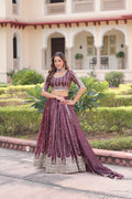 Prazu Fashion Wine Gold Crush With Sequins & Zari Embroidered Work Lehenga Choli | Grocsy