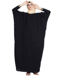 Bashariya Elegant Kaftan Abaya In Free Size With Contrast Detailings-Black | Grocsy
