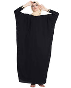 Bashariya Elegant Kaftan Abaya In Free Size With Contrast Detailings-Black | Grocsy