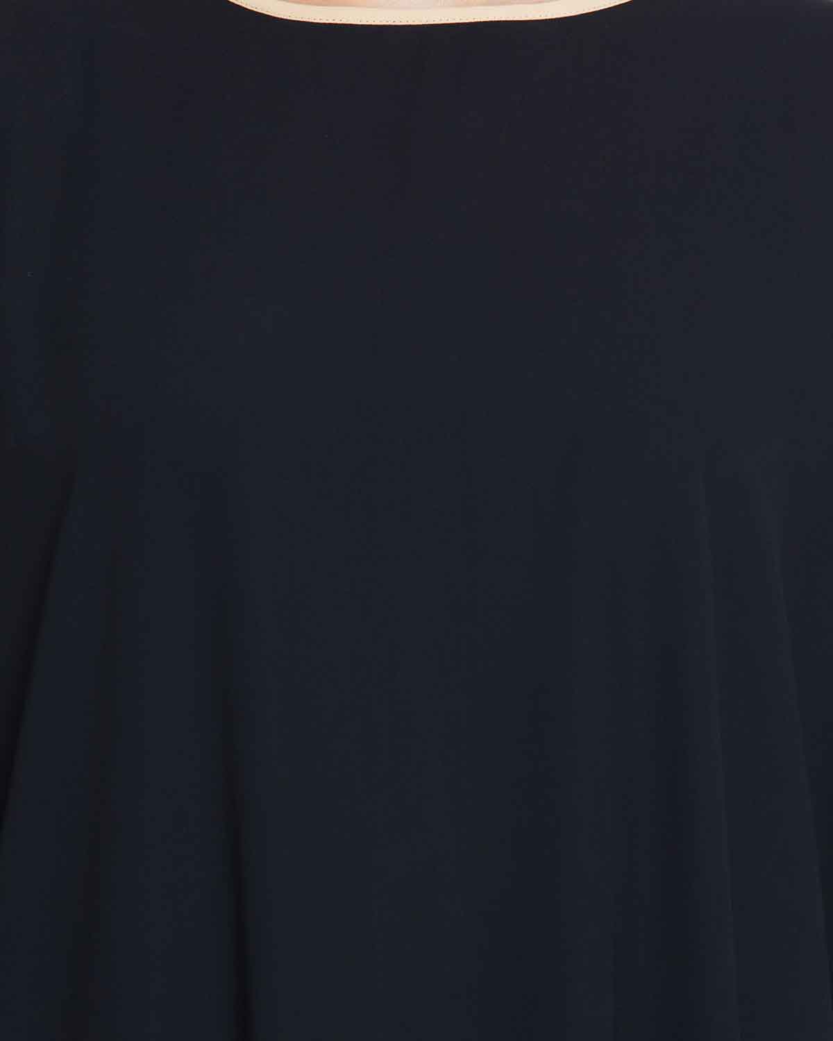 Bashariya Elegant Kaftan Abaya In Free Size With Contrast Detailings-Black | Grocsy