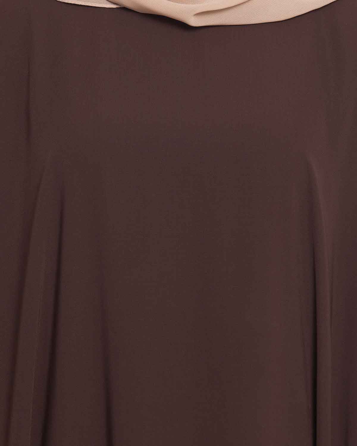 Bashariya Elegant Kaftan Abaya In Free Size With Contrast Detailings-Brown | Grocsy