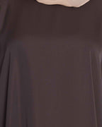 Bashariya Elegant Kaftan Abaya In Free Size With Contrast Detailings-Brown Rust | Grocsy