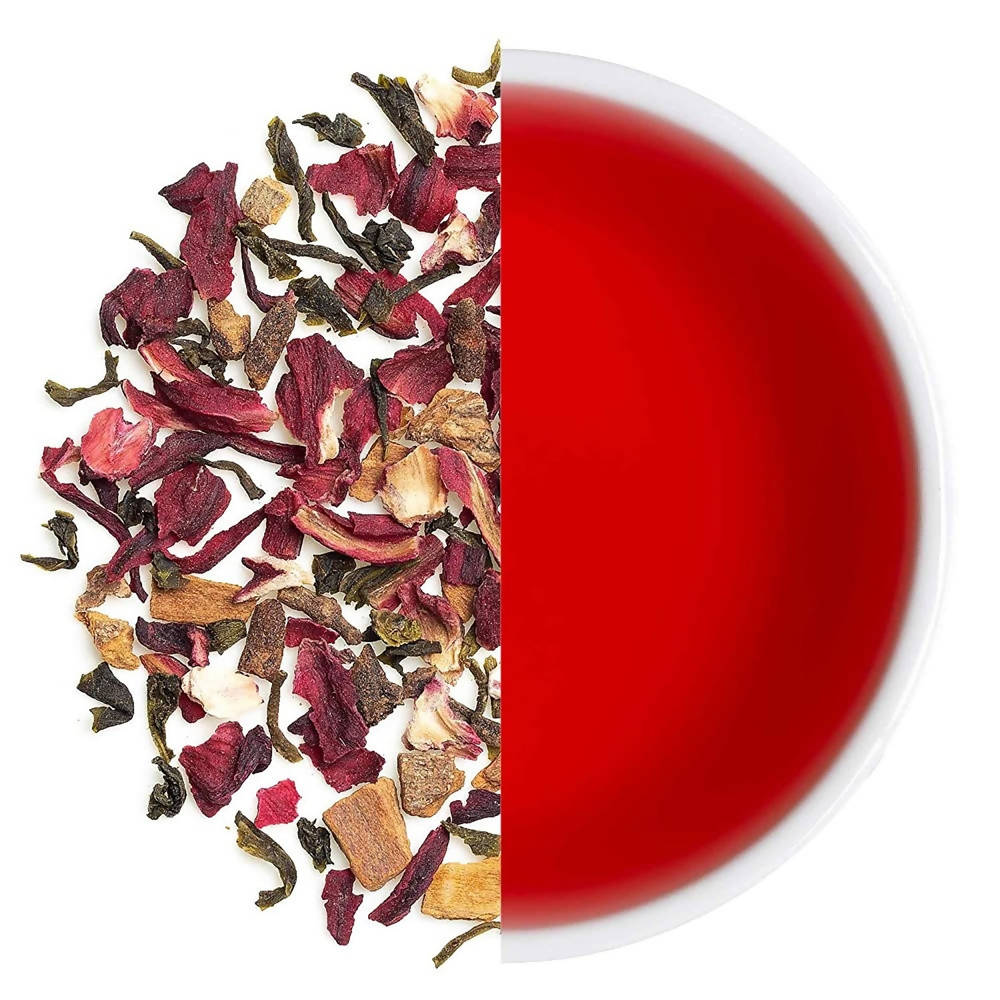 Teabox Organic Hibiscus Cinnamon Clove Green Tea Loose Leaves | Grocsy