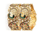 Gold-Polished Alloy Claasic Rajasthani Style Peacock Bangle Set - The Pari | Grocsy