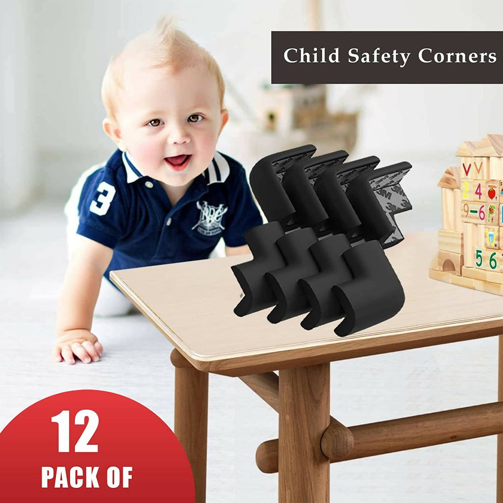 Safe-O-Kid Set of 12 Corner U Shaped Corner Guards for Kids safety- Black-Large | Grocsy