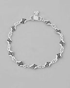 VOJ Set of 2 Silver Plated Designer Stainless Steel Anklet | Grocsy