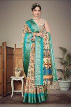 PR Fashion Multi Heavy Rich Cotton Silk Digital Print & Jacquard Saree | Grocsy