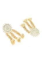 Mominos Fashion Johar Kamal Golden Plated Earrings With Kundan & Pearls