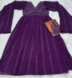 Aarshi Fashions Purple Geogette Wedding Gowns | Grocsy