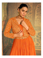 Aarshi Fashions Orange Silk Wedding Gowns | Grocsy