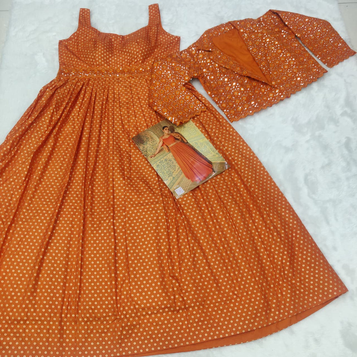 Aarshi Fashions Orange Silk Wedding Gowns | Grocsy