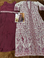 Aarshi Fashions Heavy Silks Purple Long Top With Silk Shrug | Grocsy