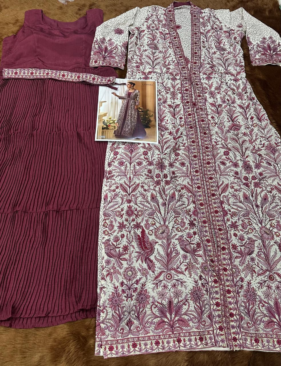 Aarshi Fashions Heavy Silks Purple Long Top With Silk Shrug | Grocsy