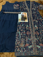 Aarshi Fashions Heavy Silks Teal Long Top With Silk Shrug | Grocsy
