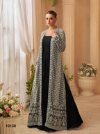 Aarshi Fashions Heavy Silks Black Long Top With Silk Shrug | Grocsy