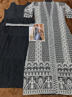 Aarshi Fashions Heavy Silks Black Long Top With Silk Shrug | Grocsy
