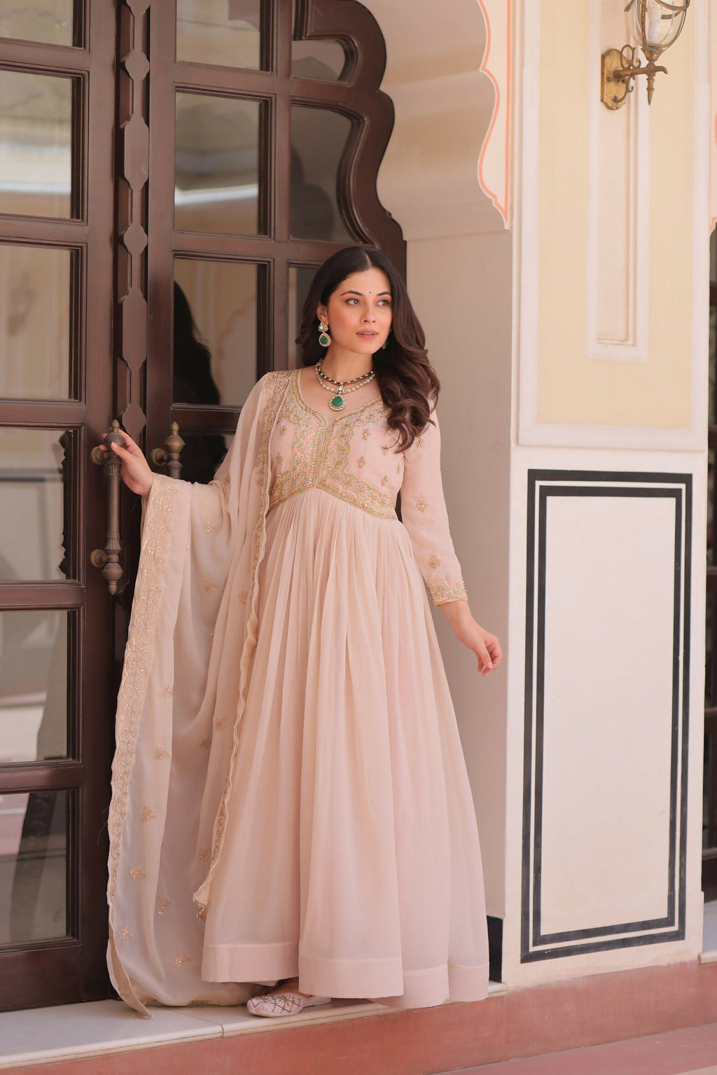 Joban Fashion Chiku Georgette Sequence Embroidery Work Kurta Set | Grocsy