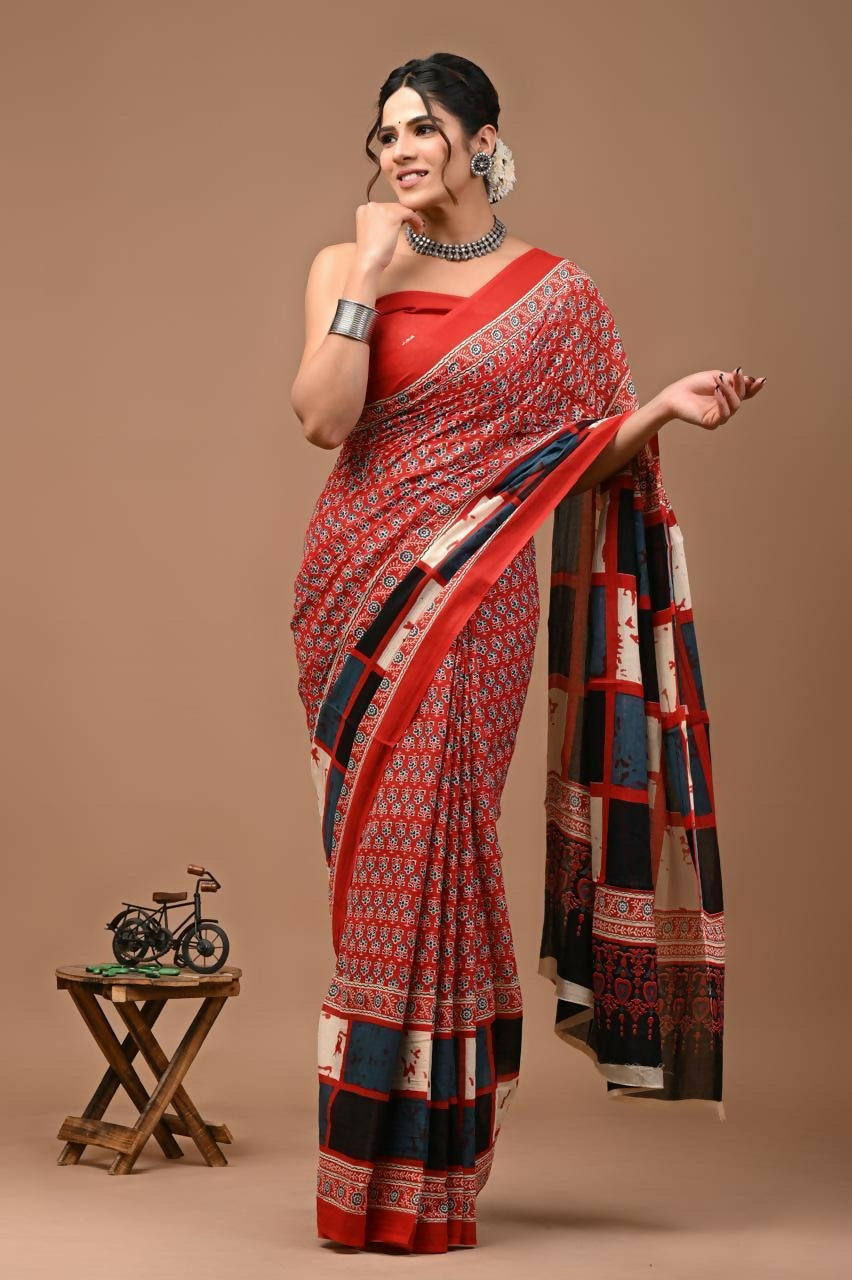 Exclusive Collection Multi Beautiful Mulmul Cotton Saree | Grocsy