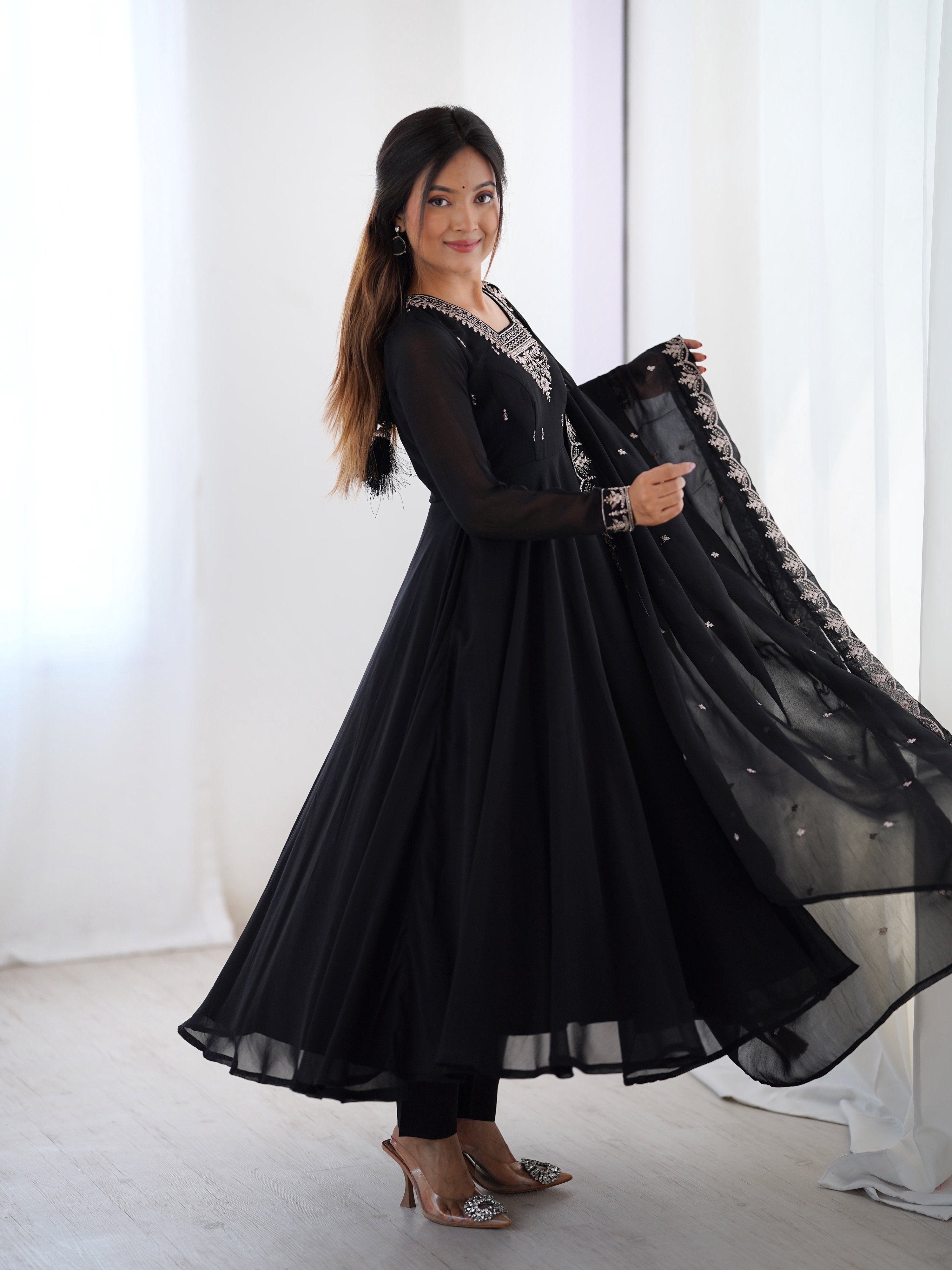 Lehenga Mart Designer Anarkali Suit for Women or Girls - Black | Grocsy